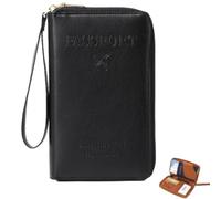 Générique Multi-Functional RFID Passport Wallet RFID Passport Holder for Travel Anti-Theft Protective Case Travel Wallet for Women Men (Black)