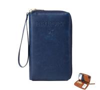 Générique Multi-Functional RFID Passport Wallet RFID Passport Holder for Travel Anti-Theft Protective Case Travel Wallet for Women Men (Dark Blue)