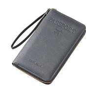 Générique Multi-Functional RFID Passport Wallet,rfid Passport Wallet Women Travel Document Holder,for Credit Cards,Tickets and Cash (Gray)