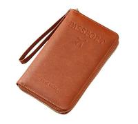 Générique Multi-Functional RFID Passport Wallet,RFID Passport Wallet Women Travel Document Holder,for Credit Cards,Tickets and Cash (Light Brown)