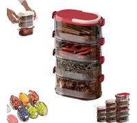 Générique Multi Layer Sealed Spice Organizer, Multi-Layer Sealed Food Organizer, Spice and Seasonings Rack Organizers for Cabinet, for Seasoning, Cereal, Coffee Bean (Red,4Layer)