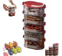 Générique Multi Layer Sealed Spice Organizer, Multi-Layer Sealed Food Organizer, Spice and Seasonings Rack Organizers for Cabinet, for Seasoning, Cereal, Coffee Bean (Red,5Layer)