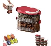 Générique Multi Layer Sealed Spice Organizer, Multi-Layer Sealed Food Organizer, Spice and Seasonings Rack Organizers for Cabinet, for Seasoning, Cereal, Coffee Bean (Red,2Layer)