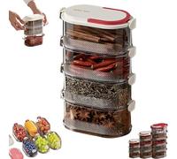 Générique Multi Layer Sealed Spice Organizer, Multi-Layer Sealed Food Organizer, Spice and Seasonings Rack Organizers for Cabinet, for Seasoning, Cereal, Coffee Bean (White,4Layer)