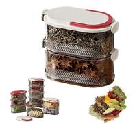 Générique Multi-layer Sealed Spice Organizer, Stackable Spice Storage Box, Stackable Seasoning Storage Box with Easy Lock Lids for Cereal, Kitchen Pantry Organization (White,2 Layers)