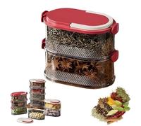 Générique Multi-layer Sealed Spice Organizer, Stackable Spice Storage Box, Stackable Seasoning Storage Box with Easy Lock Lids for Cereal, Kitchen Pantry Organization (Red,2 Layers)