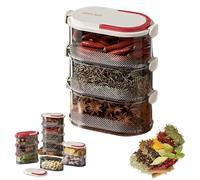 Générique Multi-layer Sealed Spice Organizer, Stackable Spice Storage Box, Stackable Seasoning Storage Box with Easy Lock Lids for Cereal, Kitchen Pantry Organization (White,3 Layers)