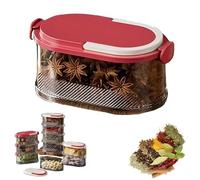 Générique Multi-layer Sealed Spice Organizer, Stackable Spice Storage Box, Stackable Seasoning Storage Box with Easy Lock Lids for Cereal, Kitchen Pantry Organization (Red,1 Layers)