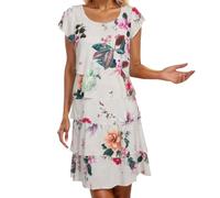 Générique Multi-Plant Floral Print Cascade Dress, Womens Floral Print Layered Casual Dress, Boho Print Sleeveless