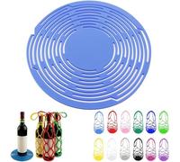 Générique Multi-Use Silicone Storage Bag & Organizer, 2 in 1 Multifunctional Mesh Coaster & Silicone Wine Bottle Carrier for Home Bars, Party Drinks and Hot Dishes (Blue)