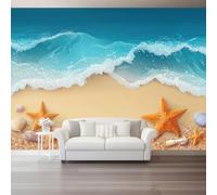 Générique Multicolore Décoration Murale Dessins Animés Plages Vagues,Papier Peint Mural Intissé Design pour Salon & Chambre à Coucher - Photo Murale Grand Format pour Bureau & Mur TV 200 x 140 cm（WxH