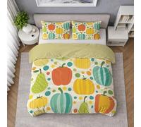 Générique Multicolore Fruits Parure de Lit Réversible Respirante Extra Doux Set de Housse Couette avec Fermeture Éclair, Pois Piment Frais Motif, pour Enfants Adulte, 140 x 200 cm