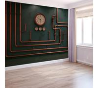 Générique Multicolore Papier Peint Rétro 400 X 280 Cm, Intissé Murale Postervapeur Tuyaux Horloge Pour Salon Chambre À Coucher Couloir Arrière-Plan Tv - Installation Facile Moderne Décoration Muraux