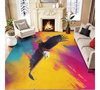 Générique Multicolore Tapis 120 x 180 cm, Américain Rétro Majestueux Animaux Aigles Tapis de Jeu Doux et Antidérapant pour Chambre Bébé & Ados, Lavable en Machine, Idéal pour Coin Lecture & Crèche