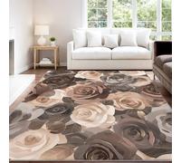 Générique Multicolore Tapis Élégant Luxueux Haut de Gamme Mature Raffiné À Poils Courts Fleurs 3D Roses - Tapis Doux Moelleux 140 x 200 cm, Antidérapant Entrée Chambre Moquette, Ne Perd Pas Ses Poils