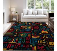 Générique Multicolore Tapis Fantaisie Abstrait Mystérieux Motif Tapis 60 x 120 cm Salon Moderne Chambre Carre Antidérapant Enfant Ado Décoration Tapis, Tapis De Chaise Lavable Antidérapant