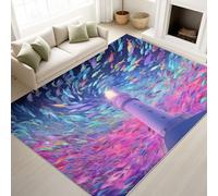 Générique Multicolore Tapis Fantaisie Dynamique Anime Lumineux Joyeux À Poils Courts Phare Poissons - Tapis Doux Moelleux 160 x 230 cm, Antidérapant Chambre ado Moquette, Ne Perd Pas Ses Poils