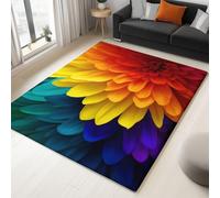 Générique Multicolore Tapis Plantes Chrysanthème Arc en Ciel Tapis Salon Anti-Slip Lavable À Poils Courts Doux Antidérapant 160 x 230 cm, pour Salon Chambre Cuisine Bureau & Salle À Manger Moquette