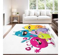 Générique Multicolore Tapis Salon 160 x 230 cm, Antidérapant Et Lavable en Machine Tapis, Poil Ras Cartoon Minimaliste Rugueux Moderne Petits Monstres Tapis pour Chambre d'enfant