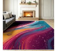Générique Multicolore Tapis Salon 40 x 60 cm, Antidérapant Et Lavable en Machine Tapis, Poil Ras Vintage Chic Ombré Art Vagues Tapis pour Exterieur Interieur Chambre Salle À Manger Bureau