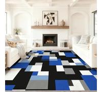 Générique Multicolore Tapis Salon 60 x 120 cm, Antidérapant Et Lavable en Machine Tapis, Poil Ras Minimaliste Patchwork Géométrie Bloc Tapis pour Exterieur Interieur Chambre Salle À Manger Bureau