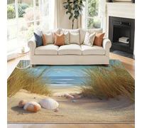 Générique Multicolore Tapis Salon 60 x 90 cm, Antidérapant Et Lavable en Machine Tapis, Poil Ras Frais Été Littoral Herbe Coquillages Tapis pour Exterieur Interieur Chambre Salle À Manger Bureau