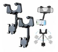 Générique Multifunctional 360 Rotatable Car Rearview Mirror Phone Holder for Smartphones Universal Bracket Mount Rearview Mirror Accessories for Daily Commute and Travel (A-2Pcs)