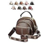 Générique Multifunctional Compartments Adjustable Wide Shoulder Strap Leather Bag, Women's Crossbody Sling Bag (Coffe)