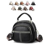 Générique Multifunctional Compartments Adjustable Wide Shoulder Strap Leather Bag, Women's Crossbody Sling Bag (Black)