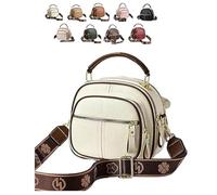 Générique Multifunctional Compartments Adjustable Wide Shoulder Strap Leather Bag, Women's Crossbody Sling Bag (White)