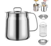 Générique Multifunctional Deep Fryer,2-in-1 304 Stainless Steel Large Capacity Multifunctional Oil Strainer Pot,Stainless Steel Oil Filter Pot,Kitchen Deep Fryer Pot with Basket and Lid (2L)