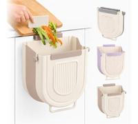 Générique Multipurpose Hanging Collapsible Trash Can, 7/10L Foldable Kitchen Waste Bin for Cabinet Door, Space-Saving Bin for Kitchens，B：7L