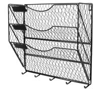 Générique Mural en Métal Filaire Organiseur de Dossiers Vertical à Plusieurs Niveaux Panier Suspendu pour Rangement Bureau et Salon Support Mural pour Magazines et Documents