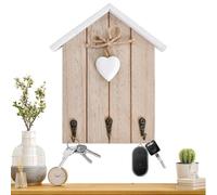 Générique mural Organisateur en bois en forme de maison avec 3 crochets | Support Mural Pour Clés À Fixer Au Mur Pour Sac Chapeau Écharpe Hall D'Entrée Couloir Buanderie