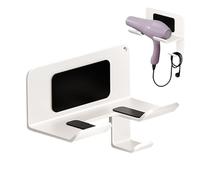 Générique mural pour sèche-linge - de lisseur adhésif, cintre pour sèche-cheveux avec look classique, cadre en plastique avec construction durable, compact, fournitures de salle de bain