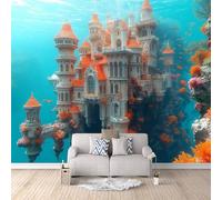 Générique Murale Intissé Château, Wallpaper Art Photo Monde Sous-Marin Colorépour Chambre Effet Visuel Impressionnant Solution Rénovation Rapide Collez Directement Sur Le Mur Convient 450X315cm