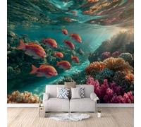 Générique Murale Intissé Poissons Colorés, Poster Mural Chambre Monde Sous-Marin Coloréaspect Luxueux Couleurs Éclatantes Cache Les Imperfections Du Mur Murale Intissé Durable Convient 500X280cm