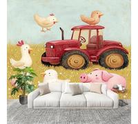 Générique Murale Papier Peint 200x140cm Animaux De La Ferme De Dessins AniméS Protection UV Poster Mural Intissé Multicolore Poster Décoration - Salon Appartement - Photo d'art Tableaux Muraux