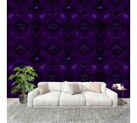 Générique Murale Papier Peint 350x256cm Fantaisie Motifs Symboliques Protection UV Poster Mural Intissé Violet Poster Décoration - Salon Appartement - Photo d'art Tableaux Muraux