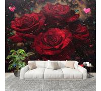 Générique Murale Papier Peint 350x256cm ThèMe De La Rose Romantique Papier Peint Intissé Résistant à la décoloration Multicolore Moderne Salon Chambre Panoramique Decoration Fresque Murale