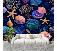 Générique Murale Papier Peint 400x280cm OcéAn Vie ThèMe Papier Peint Intissé Résistant à la décoloration Bleu Foncé Moderne Salon Chambre Panoramique Decoration Fresque Murale