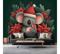 Générique Murale Photo Papier Peint 300 x 210 cm Animal Koala Bâton De Sucre D’Orge Intissé Tableaux Poster Murale,Thème De Noël Papier Peint Panoramique Salon Maison Décorative Tenture Appartement