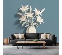 Générique Murale Photo Papier Peint 350 x 256 cm Plante Lys Intissé Tableaux Poster Murale,Logo De Vase Papier Peint Panoramique Salon Maison Décorative Tenture Appartement