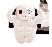 Générique Muscle Bunny Plush Toy, Scary Standing Rabbit Doll Pillow, Soft Huggable Present, Perfectfor Boys Girls Adults, Christmas Bedside Sofa Shelf Car Decor, 30x15x12cm White Black