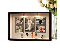 Générique Museum Display Box, Wood Silhouette Frame, Memory Shadow Box with 7 Picture Slots Mini Figures, Miniature Museum Display Case for Couple Photos Home Decoration, 8.94x12.36x1.46 Inches