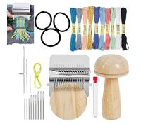 Générique Mushroom Patch Kit, Mini Portable Quick Patch Maker, 4x3 Inch Wooden Tool with Hooks, Portable Work Weaving, Sewing Accessory with Compact Style, Craft Tool for Clothes Socks