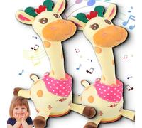 Générique Musical Giraffe Toy, Dancing Talking Giraffe Toy, Repeating What You Say, with Interactive Voice Imitation & LED Lights for Toddlers 1-3 Years Old (2PCS)
