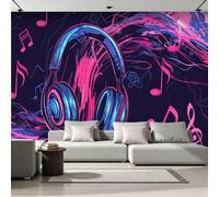 Générique Musique Casque Papier Peint 350 x 256 cm 3D Graffitis Tableau mural Murale Intissé Imperméable pour Chambre Salon Restaurant Personnalisé Décoration Personnalisé Décoration Murale A-50