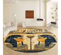 Générique Mythologie Hiéroglyphique Vintage Tapis Rond imprimé Jaune, 60 cm Doux et Moelleux Lavable Tapis Rond Antidérapant pour Salon Chambre Cuisine Balcon Terrasse Salle à Manger Intérieur