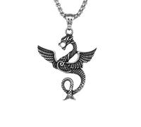 Générique Mythologie Serpent de mer texturé Ailes de dragon Pendentifs anti-non-ternures Colliers fins Hommes